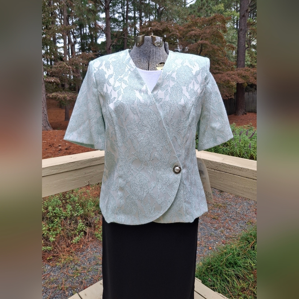 Victoria Morgan NWT Vintage 1980's Floral Brocade Pearl Button Jacket Size 12